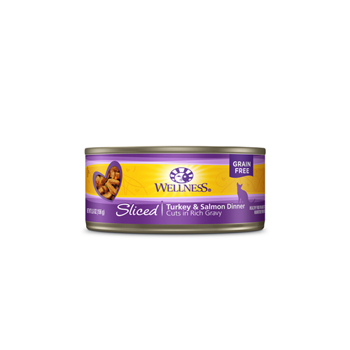 Wellness Grain Free Sliced Turkey and Salmon Dinner Canned Cat Food