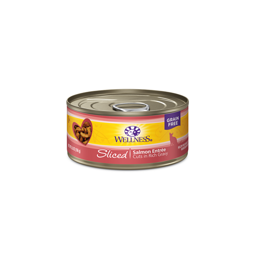 Wellness Grain Free Sliced Salmon Entree Canned Cat Food