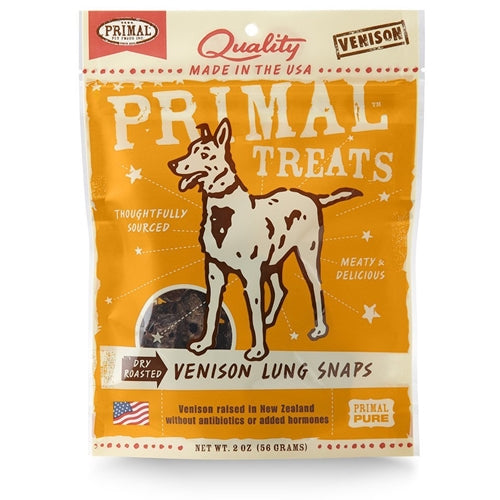 Primal Dry Roasted Venison Lung Snaps Treats