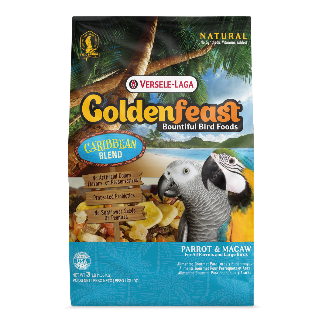 Goldenfeast Caribbean Blend Bird Food for Parrots, Macaws and Large Birds