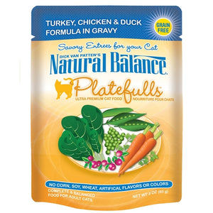 Natural Balance Platefulls Cat Pouches Turkey, Chicken and Duck Formula in Gravy
