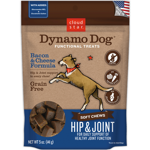 Cloud Star Dynamo Dog Functional Treats: Hip & Joint - Bacon & Cheese