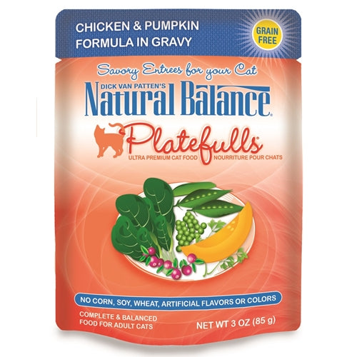 Natural Balance Platefulls Chicken & Pumpkin Formula in Gravy Grain-Free Cat Food Pouches
