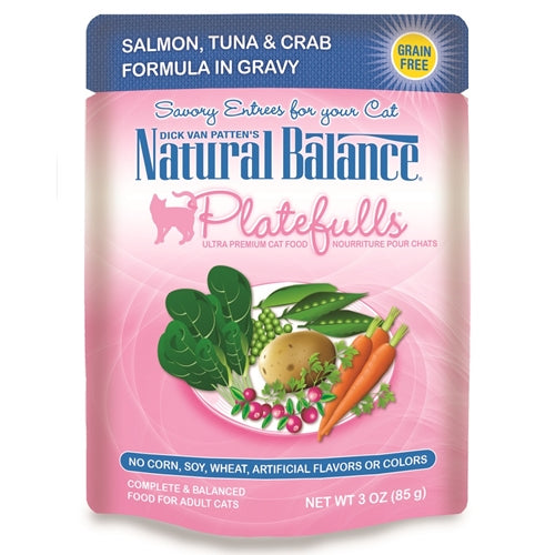 Natural Balance Platefulls Salmon, Tuna & Crab Formula in Gravy Grain-Free Cat Food Pouches