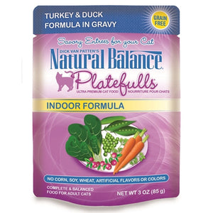 Natural Balance Platefulls Indoor Turkey & Duck Formula in Gravy Grain-Free Cat Food Pouches