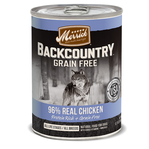 Merrick Grain Free Backcountry 96% Real Chicken Recipe Canned Dog Food