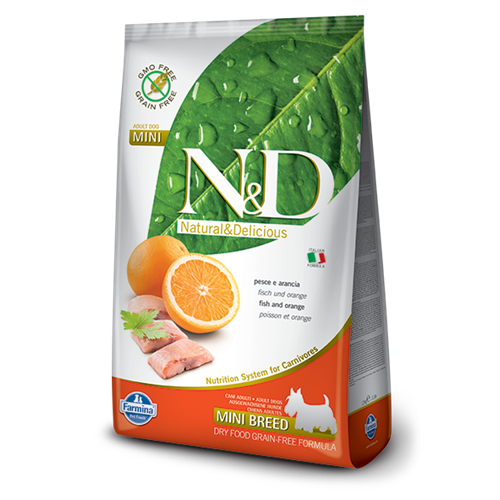 Farmina Natural & Delicious Wild Herring Grain-Free Formula Mini Dry Dog Food (Fish & Orange)