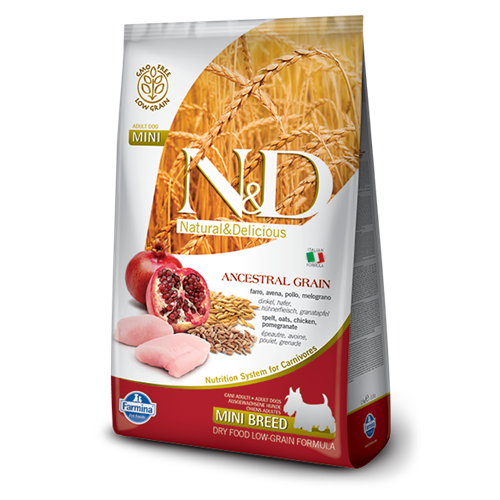 Farmina Natural & Delicious Ancestral Grain Chicken & Pomegranate Adult Mini Dry Dog Food