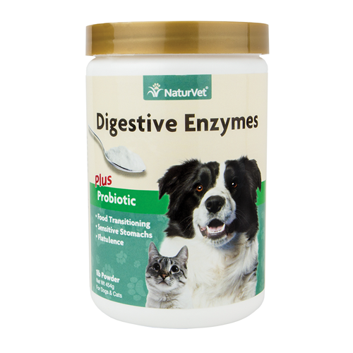 NaturVet Digestive Enzymes Plus Probiotic Powder for Dogs and Cats