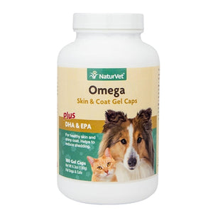 NaturVet Omega Skin & Coat Gel Caps Plus DHA & EPA Dogs and Cats