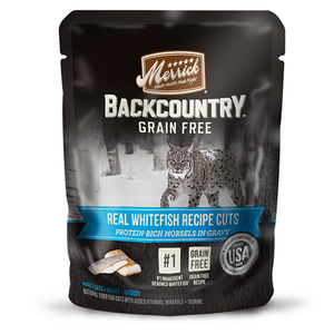 Merrick grain-free Backcountry Real Whitefish Recipe Cuts Wet Cat Food