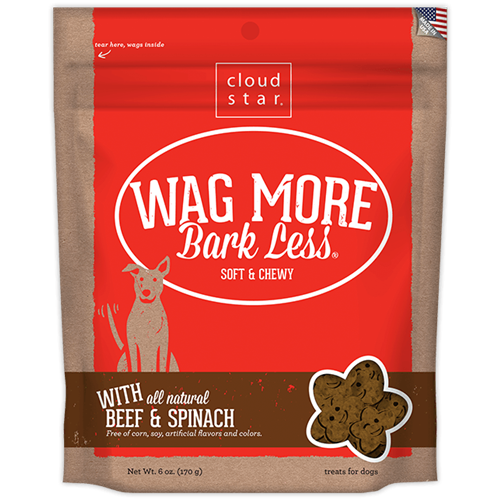 Cloud Star Wag More Bark Less Soft & Chewy Treats - Beef and Spinach
