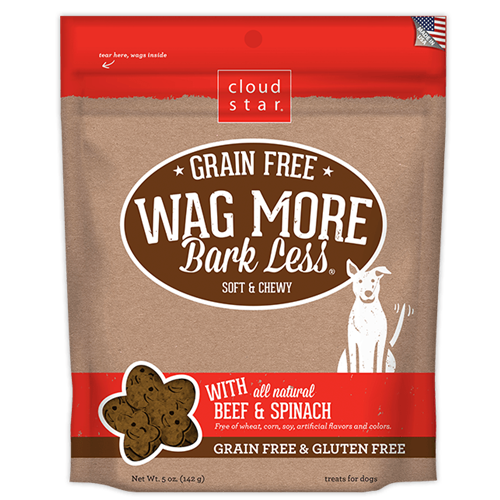 Cloud Star Wag More Bark Less Grain Free Soft & Chewy Treats Beef and Spinach