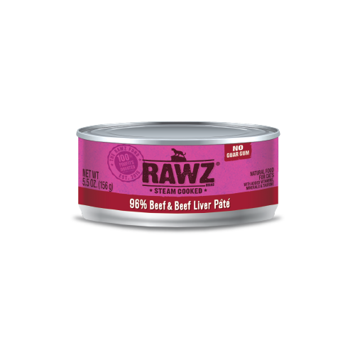 RAWZ 96% Beef and Beef Liver Pate Single Can Cat Food