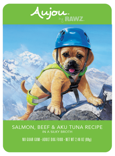 RAWZ Aujou Salmon, Beef & Aku Tuna Single Dog Pouch