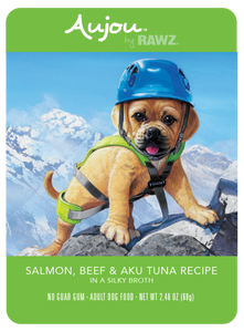 RAWZ Aujou Salmon, Beef & Aku Tuna Single Dog Pouch