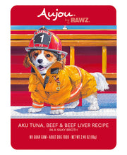 Load image into Gallery viewer, RAWZ Aujou Aku Tuna, Beef &amp; Beef Liver Dog Food 8 / 2.46 oz Pouches
