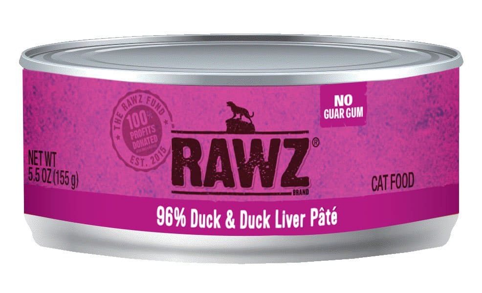 RAWZ 96% Duck & Duck Liver Single Can Cat Food
