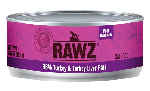 RAWZ 96% Turkey & Turkey Liver Single Can Cat Food