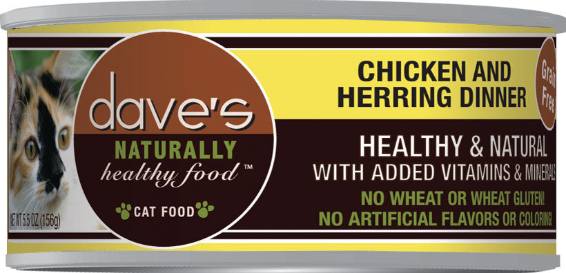 Dave’s Naturally Healthy Grain Free Canned Cat Food Chicken & Herring Dinner