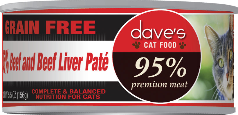 Dave’s 95% Premium Meat – Beef & Beef Liver Paté Canned Cat Food