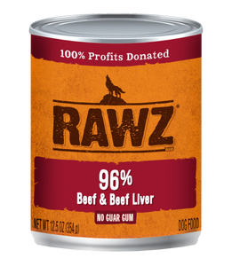 RAWZ 96% Beef and Beef Liver Canned Food for Dogs