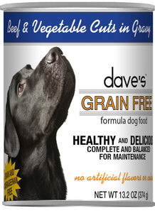 Dave’s Grain Free Beef & Vegetable Cuts in Gravy Canned Dog Food