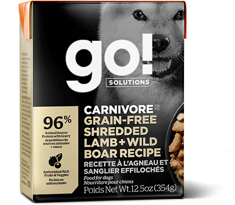 GO! CARNIVORE Grain Free Shredded Lamb + Wild Boar Recipe for dogs