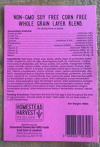 Homestead Harvest Non-GMO Soy-Free Corn Free Whole Grain Layer Blend 16% For laying hens or ducks
