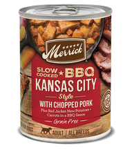 Load image into Gallery viewer, Merrick Grain Free Slow-Cooked BBQ Kansas City Style Chopped Pork Wet Dog Food