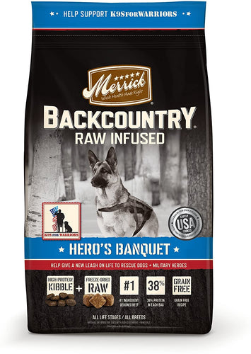 Merrick Grain Free Backcountry Raw Infused Hero's Banquet Recipe Dog Food