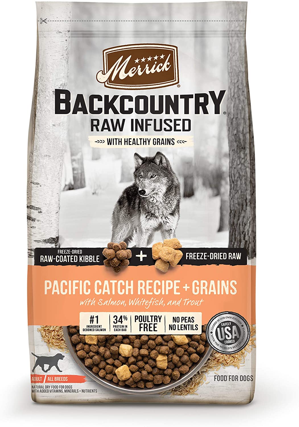 Merrick Backcountry Raw Infused Pacific Catch Recipe with Healthy Grains Dog Food