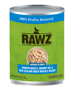 RAWZ Shredded in Broth  Chicken Breast, Coconut Oil & New Zealand Green Mussel Recipe for Dogs