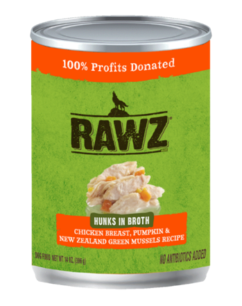 RAWZ Hunks in Broth Chicken Breast, Pumpkin & New Zealand Green Mussel Recipe