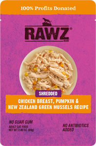 RAWZ® Shredded Chicken Breast, Pumpkin & New Zealand Green Mussels Recipe