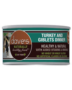 Dave’s Naturally Healthy Canned Cat Food Turkey & Giblets Paté