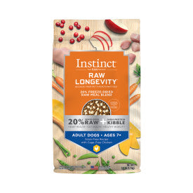 Instinct Raw Longevity Senior Adult Ages 7+ 20% Freeze-Dried Raw Meal Blend Chicken Dog Food