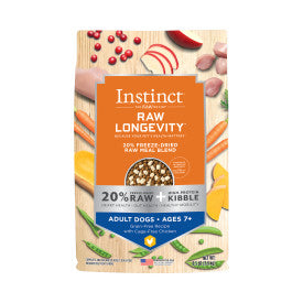Instinct Raw Longevity Senior Adult Ages 7+ 20% Freeze-Dried Raw Meal Blend Chicken Dog Food