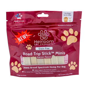 Heirloom Pet Products Mini Road Trip Sticks, Bacon Flavor Long-Lasting Chews