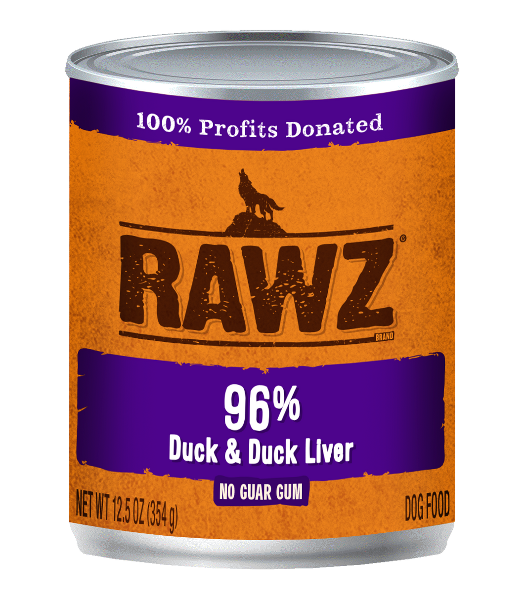 RAWZ 96% Duck & Duck Liver Canned Food for Dogs